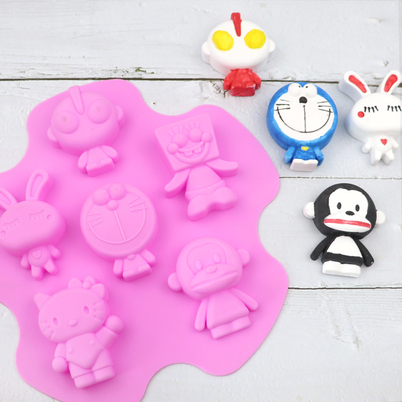 Soap Making Supplies - 1 個 ReadStar 6CA103RD041 6 キャビティ漫画のキャラクターケーキシリコーン型