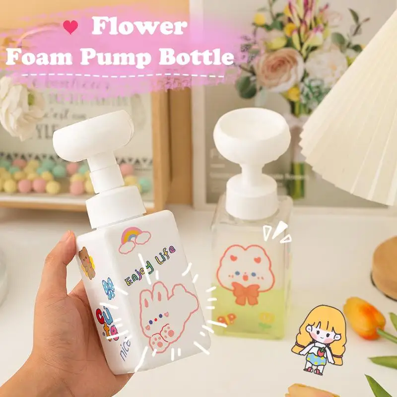 Soap Making Jug - 250/450 ミリリットル花の形の泡ポンプディスペンサーボトルプラスチック SquareEmpty 液体ハンドソープシャンプー容器漫画瓶家庭用