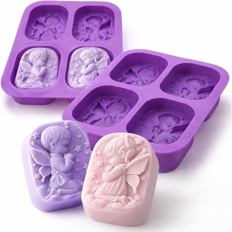 Soap Making Guide For Beginners - 天使のシリコンモールド、石鹸作り用品、祈る妖精の赤ちゃんデザイン、手作りキャンドル、ローション、バスボム、樹脂、アイスキューブ、ケーキ用