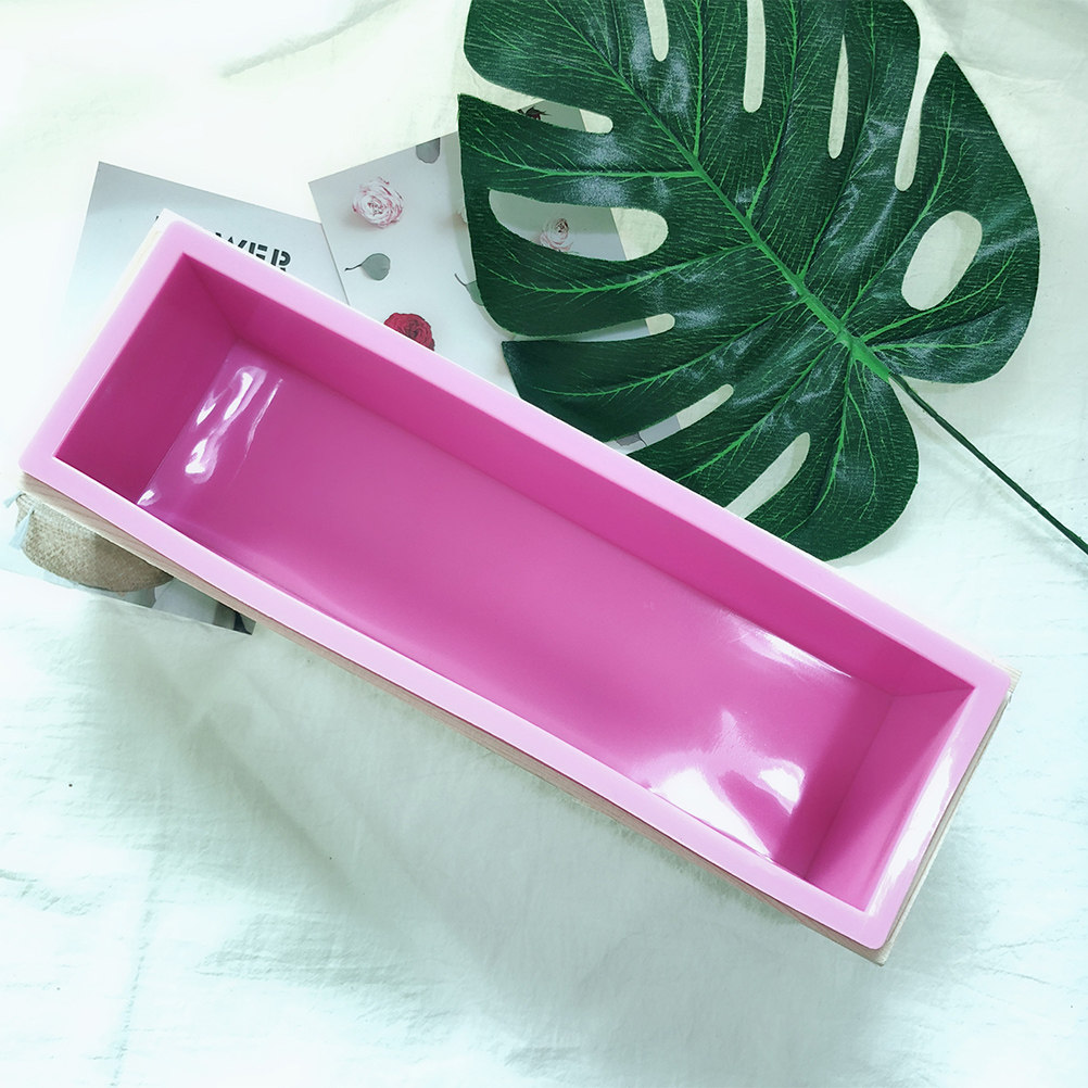 Soap Making Jelly - 柔軟な長方形の石鹸型シリコンモールド 木製ボックス DIYツール ケーキ・ゼリー・チョコレート作り用 耐熱性 ノンスティック加工
