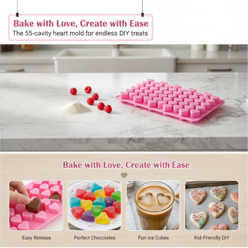 55グリッド ハート型シリコンケーキ型 BPAフリー 再利用 - Soap Making Supplies のレビューと価格