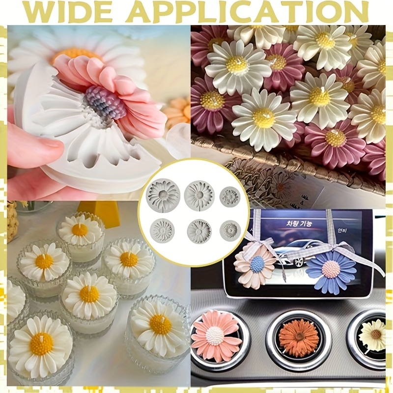 6個入り、ひまわりデイジーシリコンモールド、3Dフラワーデコ - Soap Making Supplies のレビューと価格