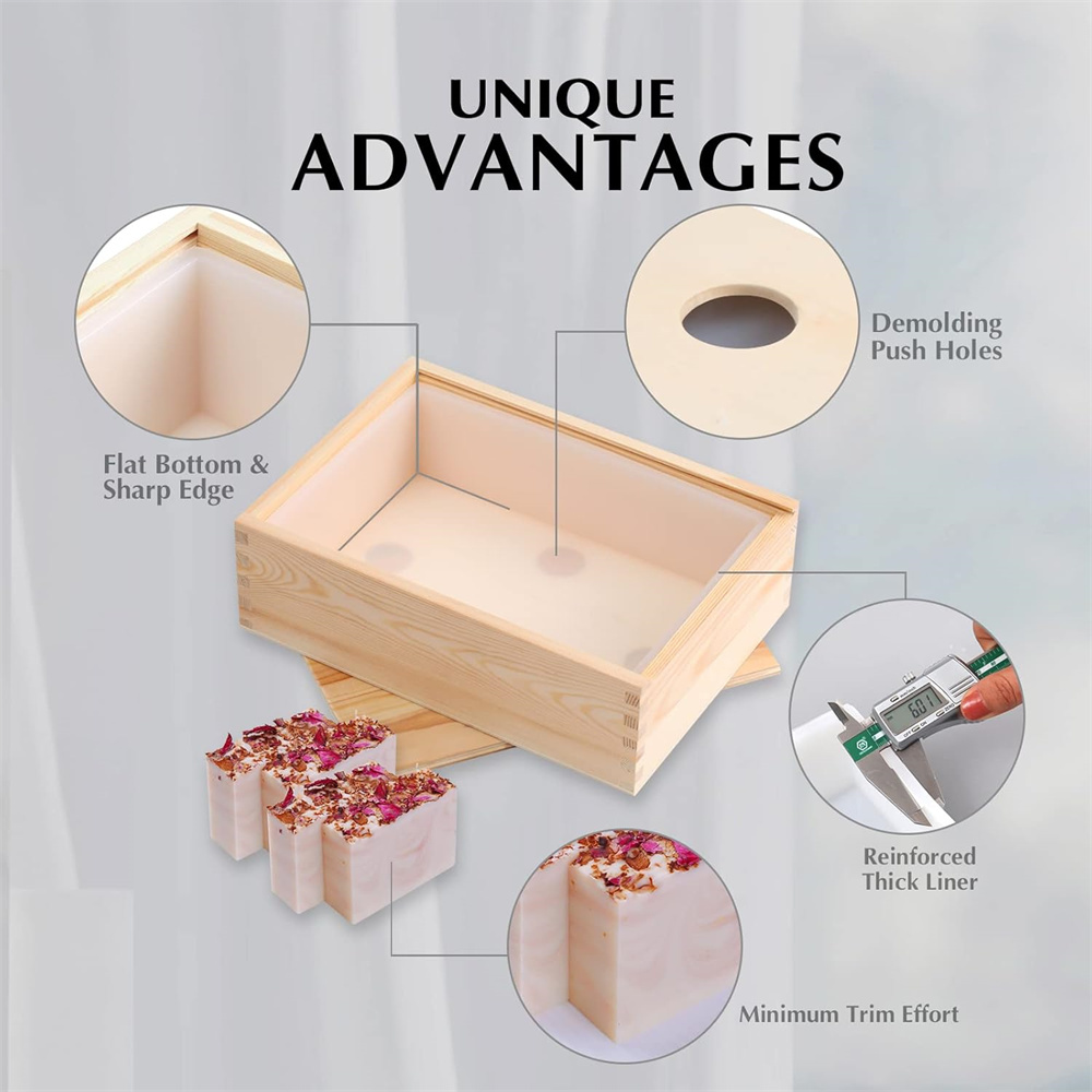 大型石鹸型長方形シリコンライナーモールド木箱と蓋付き DIY - Soap Making Guide For Beginners のレビューと価格