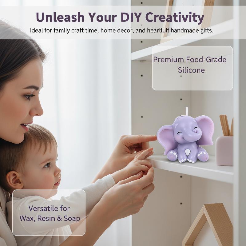 かわいい3D象型シリコンキャンドルモールド、簡単リリース、再 - Soap Making Supplies のレビューと価格
