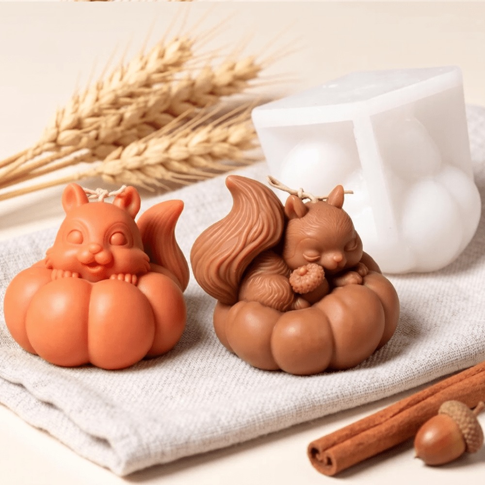 リスとカボチャのシリコンキャンドルモールド、アロマキャンドル - Soap Making Friends のレビューと価格