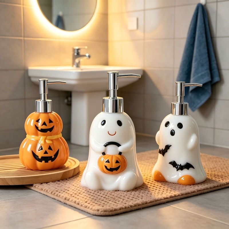 280ML ハロウィンゴーストパンプキン型セラミックローショ - Soap Making Jug のレビューと価格