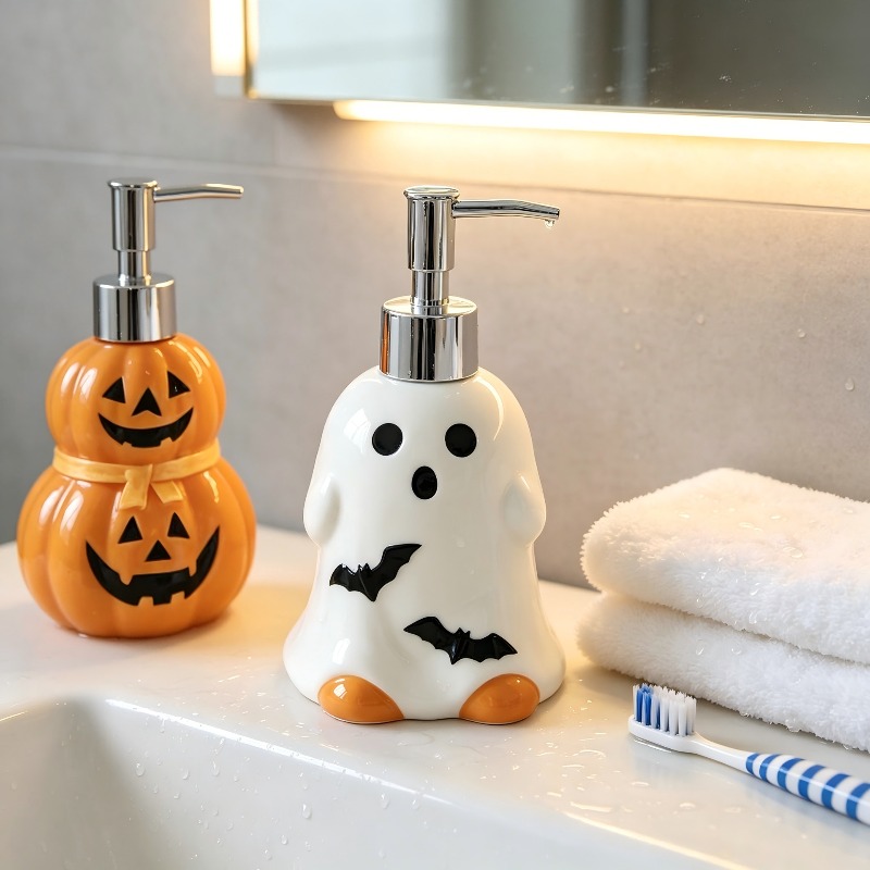 280ML ハロウィンゴーストパンプキン型セラミックローショ - Soap Making Jug のレビューと価格