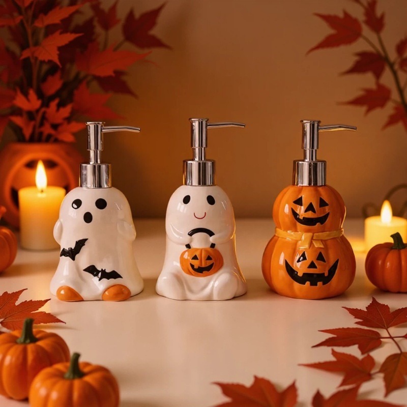 280ML ハロウィンゴーストパンプキン型セラミックローショ - Soap Making Jug のレビューと価格