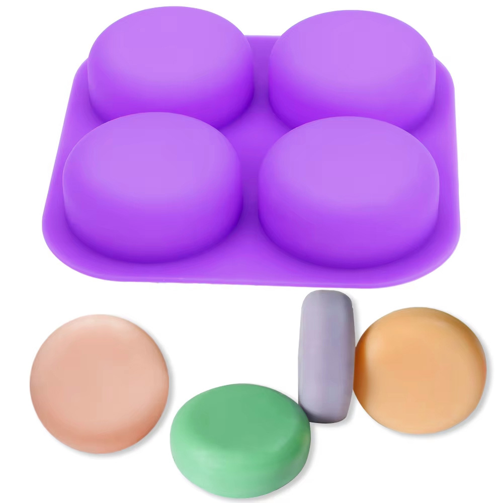 1-2個入り 4つの空洞を持つ再利用可能な丸型シリコン石鹸型 - Soap Making Guide For Beginners のレビューと価格