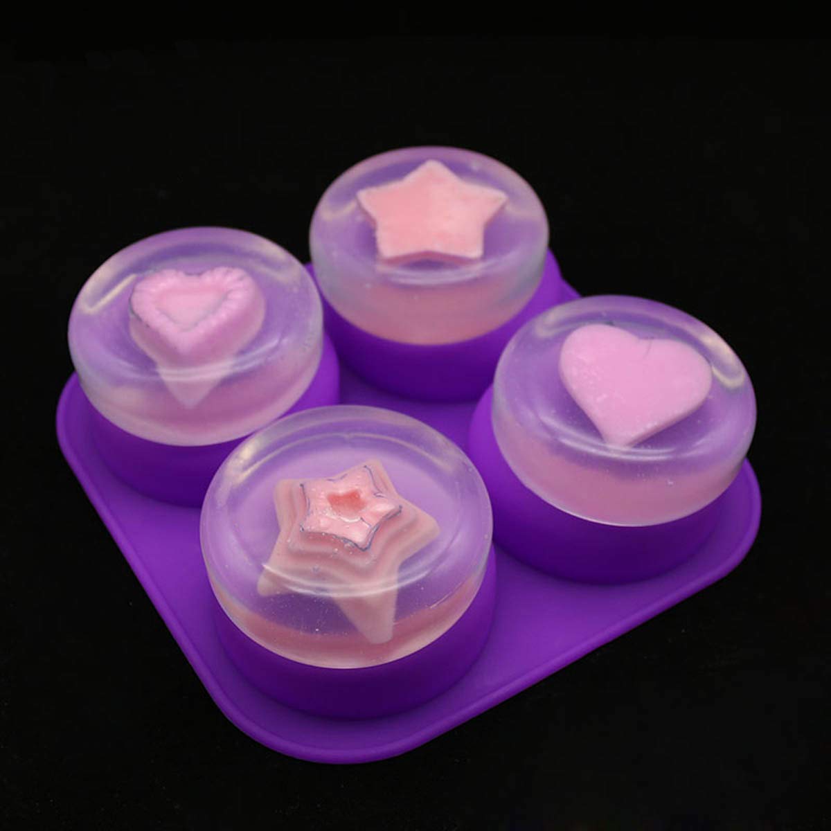 1-2個入り 4つの空洞を持つ再利用可能な丸型シリコン石鹸型 - Soap Making Guide For Beginners のレビューと価格