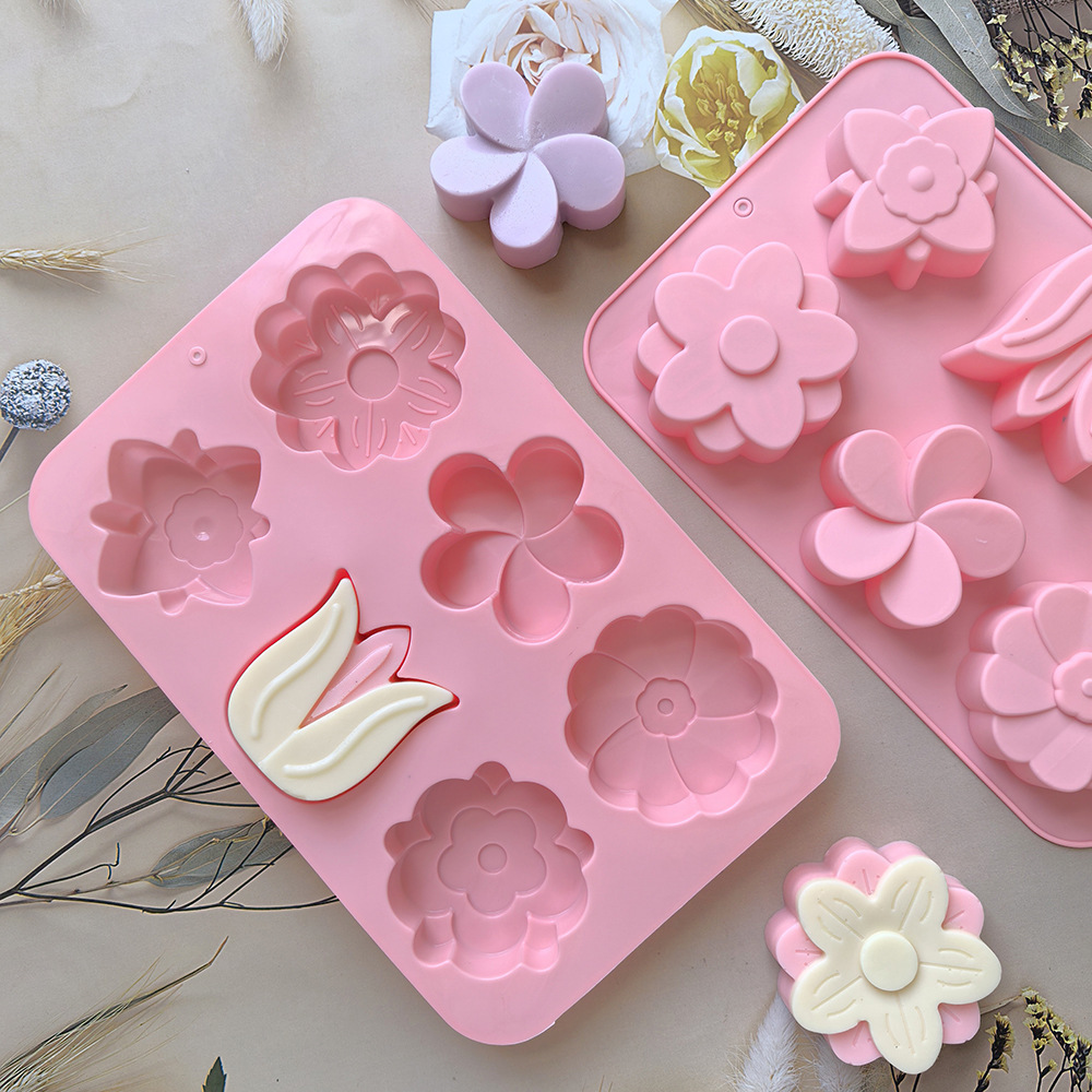 様々な花の形をしたシリコンモールド、石鹸やキャンドル作り、ケ - Soap Making Guide For Beginners のレビューと価格