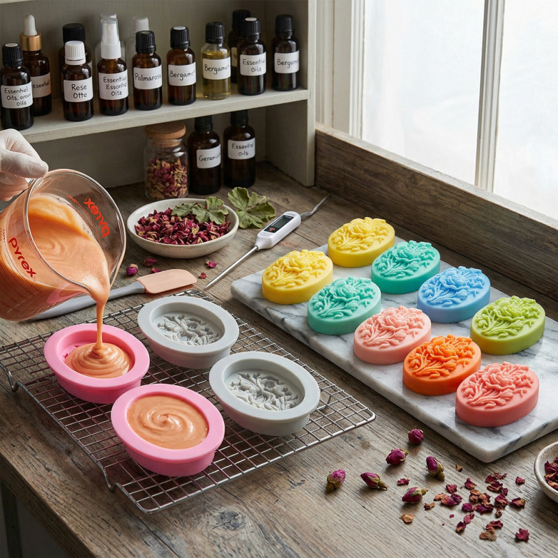 花の形をしたシリコンモールド4個、簡単に型抜きでき、再利用可 - Soap Making Supplies のレビューと価格
