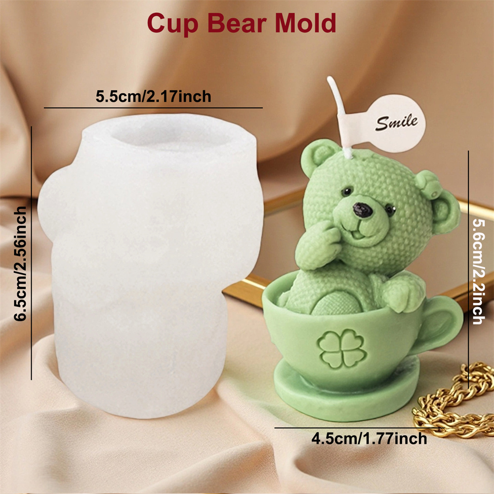 テディベアカップシリコンモールド漫画クマキャンドルソープモー - Soap Making Jug のレビューと価格