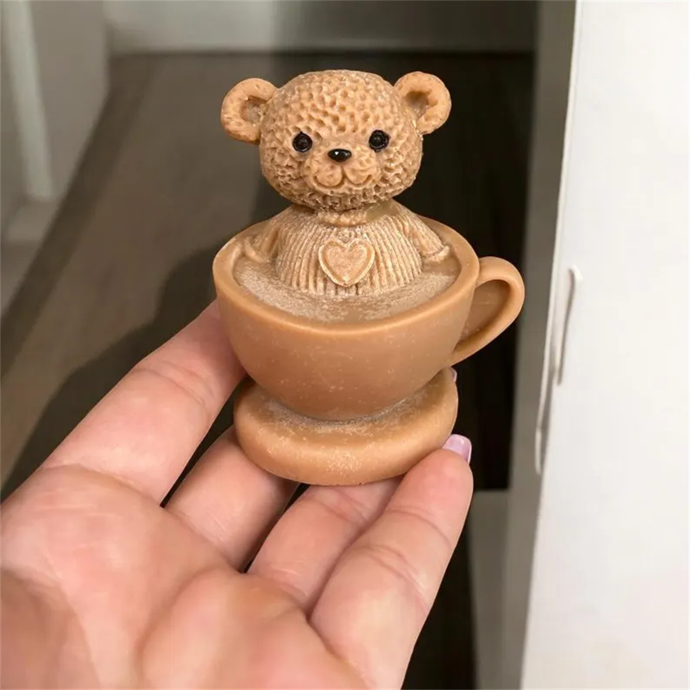 テディベアカップシリコンモールド漫画クマキャンドルソープモー - Soap Making Jug のレビューと価格